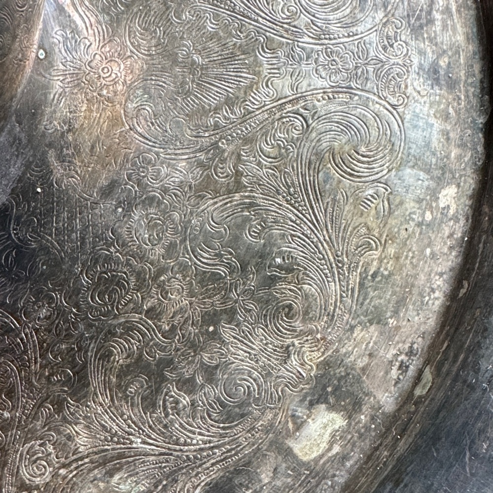 Antique Vintage Silver Decorative Plate and Bowl - Picture 2 of 5